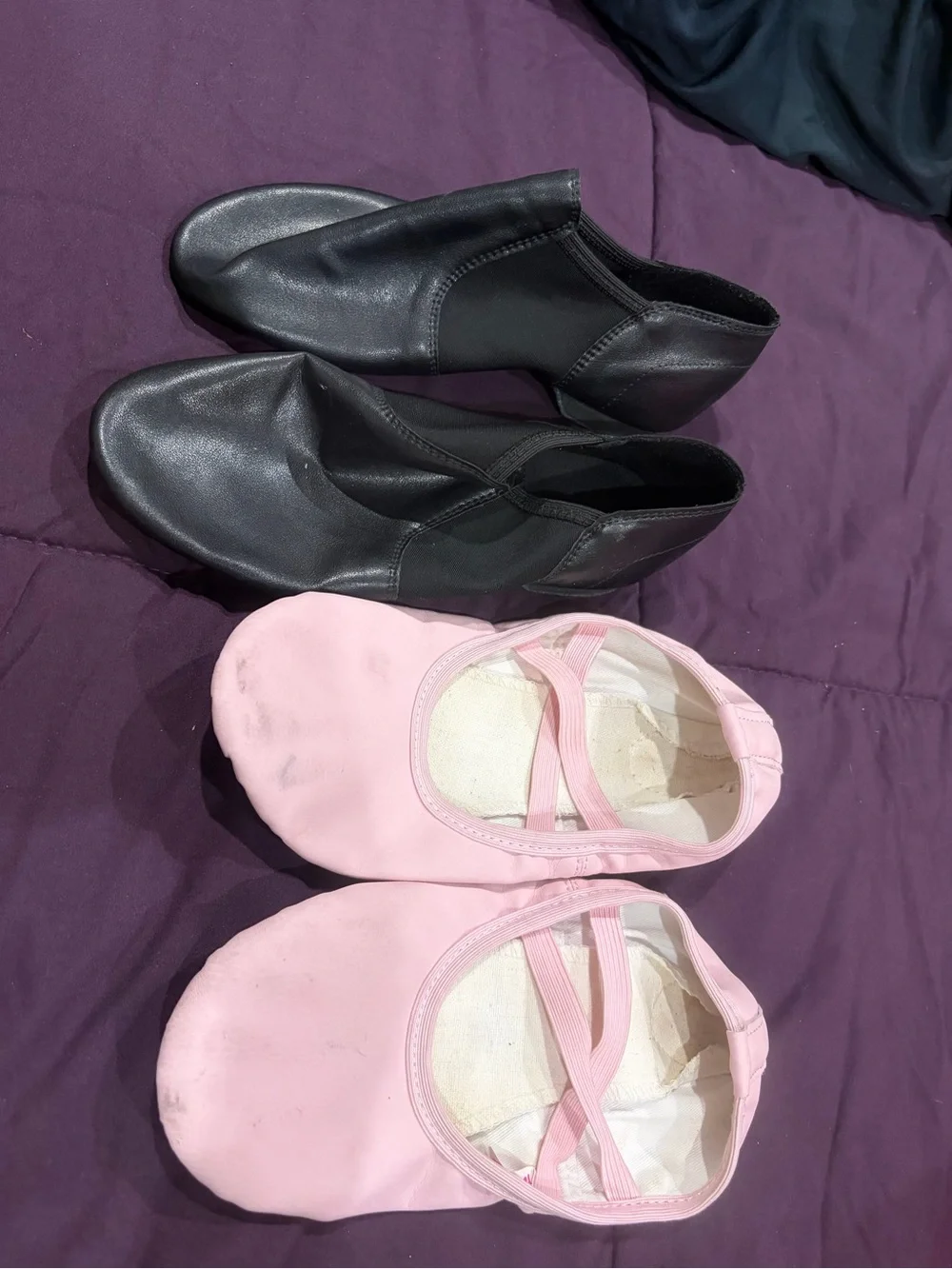 Amazon Kids Black Jazz Shoes and Pink Ballet Slippers